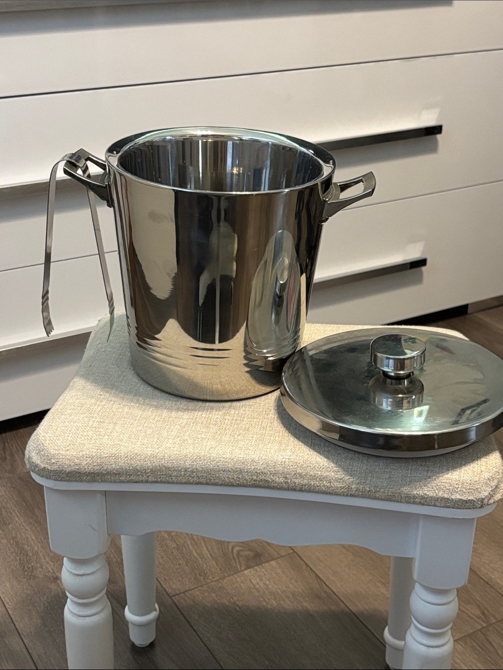 Godinger Top Shelf Ice Bucket with Tongs and Lid - Stainless Steel - Picture 2 of 2